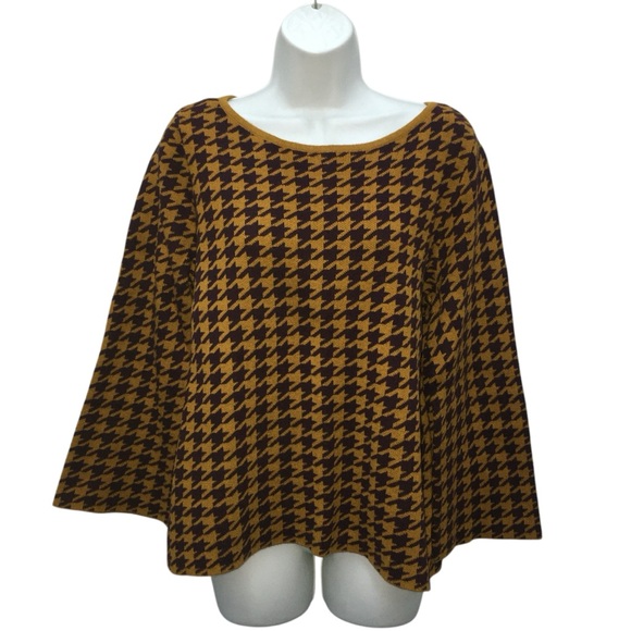 ANN TAYLOR Factory Houndstooth Gold Brown Sweater - Women’s XL - Picture 10 of 15